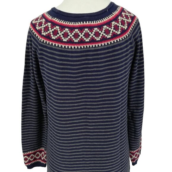 Hanna Andersson Fair Isle Striped Sweater Dress Size S Womens Blue Red Nordic - Picture 11 of 12